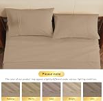 Kingrest 100% Cotton Twin Sheet Set - 3 Piece Lightweight & Cooling Bed Sheets, 16 Inch Deep Pocket, Breathable Percale Bedding, Soft & Durable Luxury Sheets (Brown)