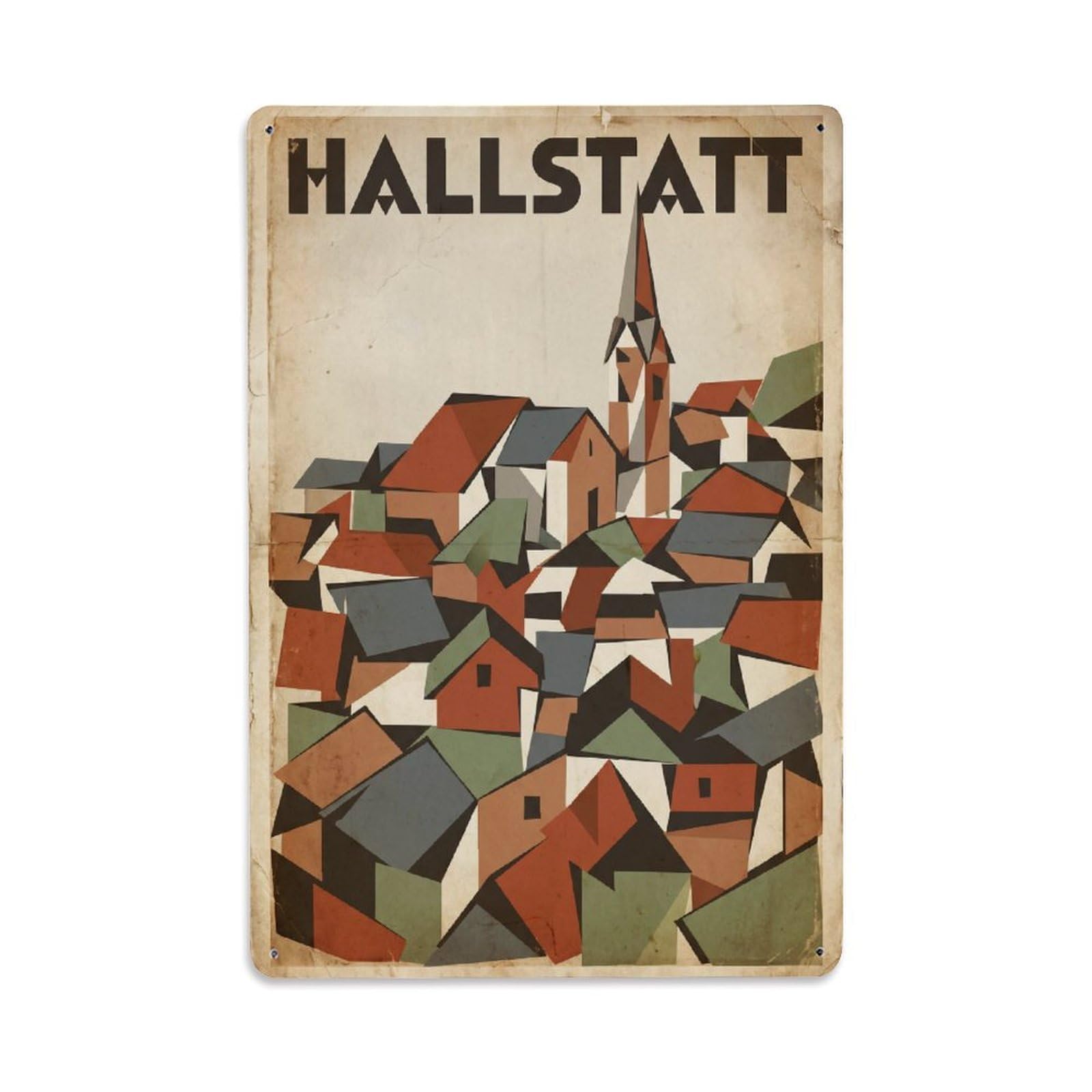 Gead 8X12inch Style Vintage Travel Austria Rooftops Metal Tin Sign