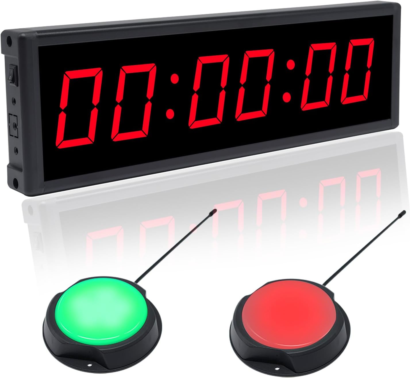 Digital Gym Timer with Wireless Button,Interval Timer with Remote Contron for Stopwatch,Countup/Down,Digital Wall Clock for Cornhole,Game,Indoor & Outdoor Sport