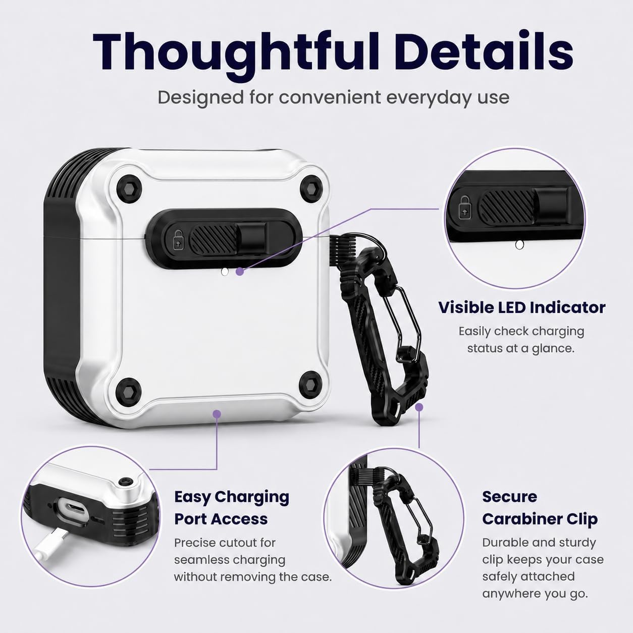 KASOTT for AirPods Pro 3 Case (2025), MagSafe, Secure Slide Lock, Carabiner