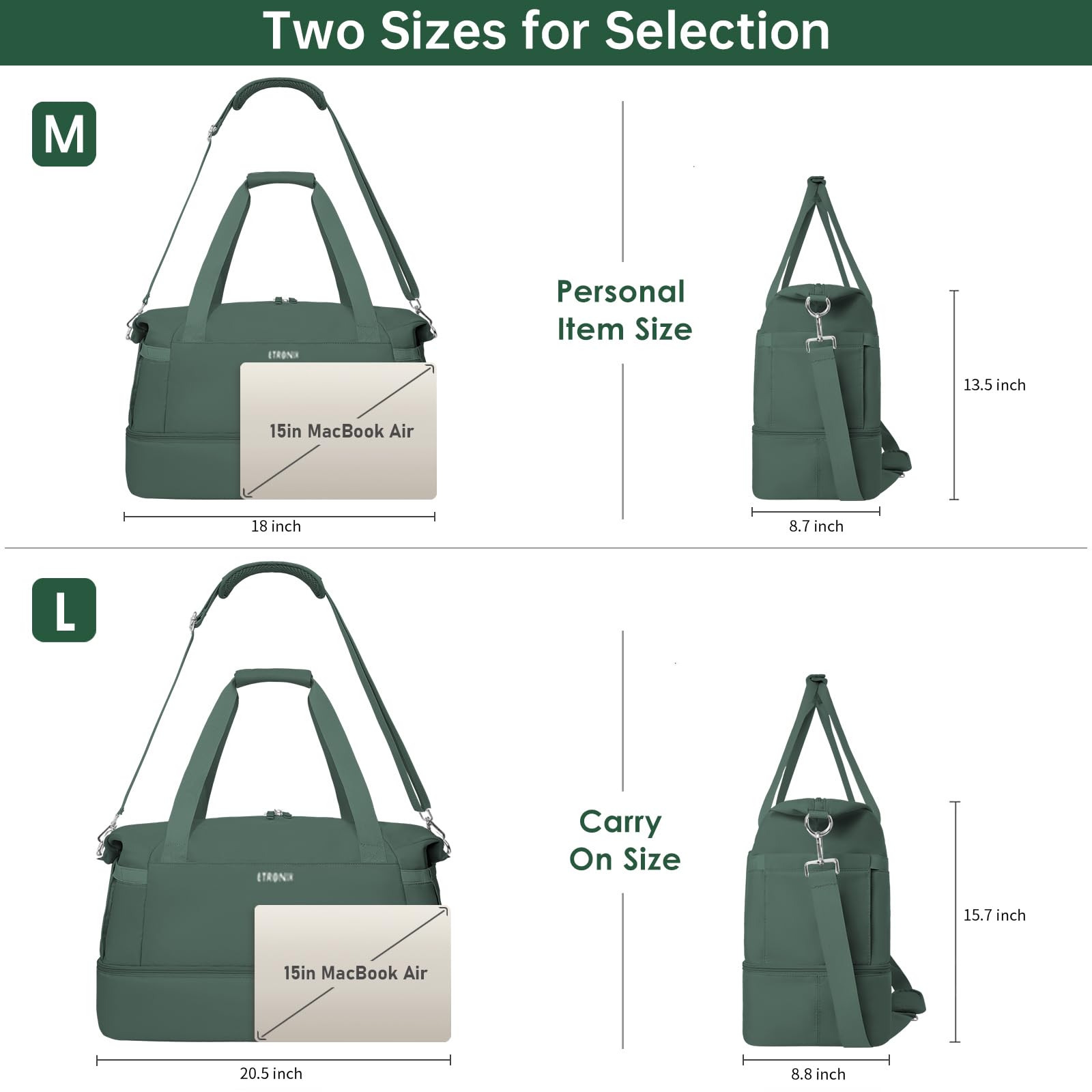 Gym Bag for Women, 45L Carry On Travel Duffel Bag with Shoes Compartment view 2