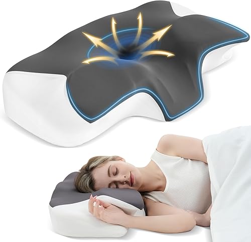 H&D - Almohada cervical cervical para aliviar el dolor de cuello, almohada ortopédica de contorno para comodidad de apoyo del cuello, almohada