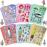 24 Blatt zum Selbermachen von Aufklebern, Weltraum-Make-a-Face-Aufkleber, Aliens, Astronauten, Raumschiff, DIY-Bastelaufkleber für Party-Dekoration, Belohnung