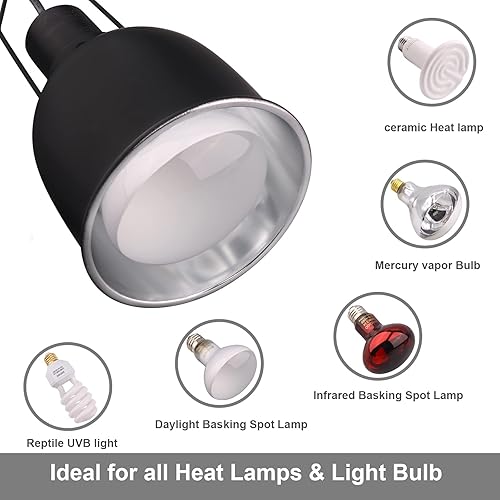 Miniatura 6 de Aiicioo Lámpara de reptil  Cúpula de luz profunda 5.5 pulgadas UVB lámpara de calor reptil lámpara de reptil Max 100W tortuga leopardo Gecko