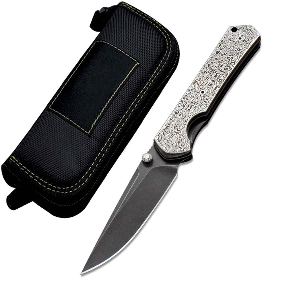Klappmesser 7.5" Damast taschenmesser edelstahl vg10 flach & damaststahl damaszener, edc messer scharfe einhandmesser, Damaskus stahl messer griffe Geschmiedet, Outdoor klein messer mit clip Scheide