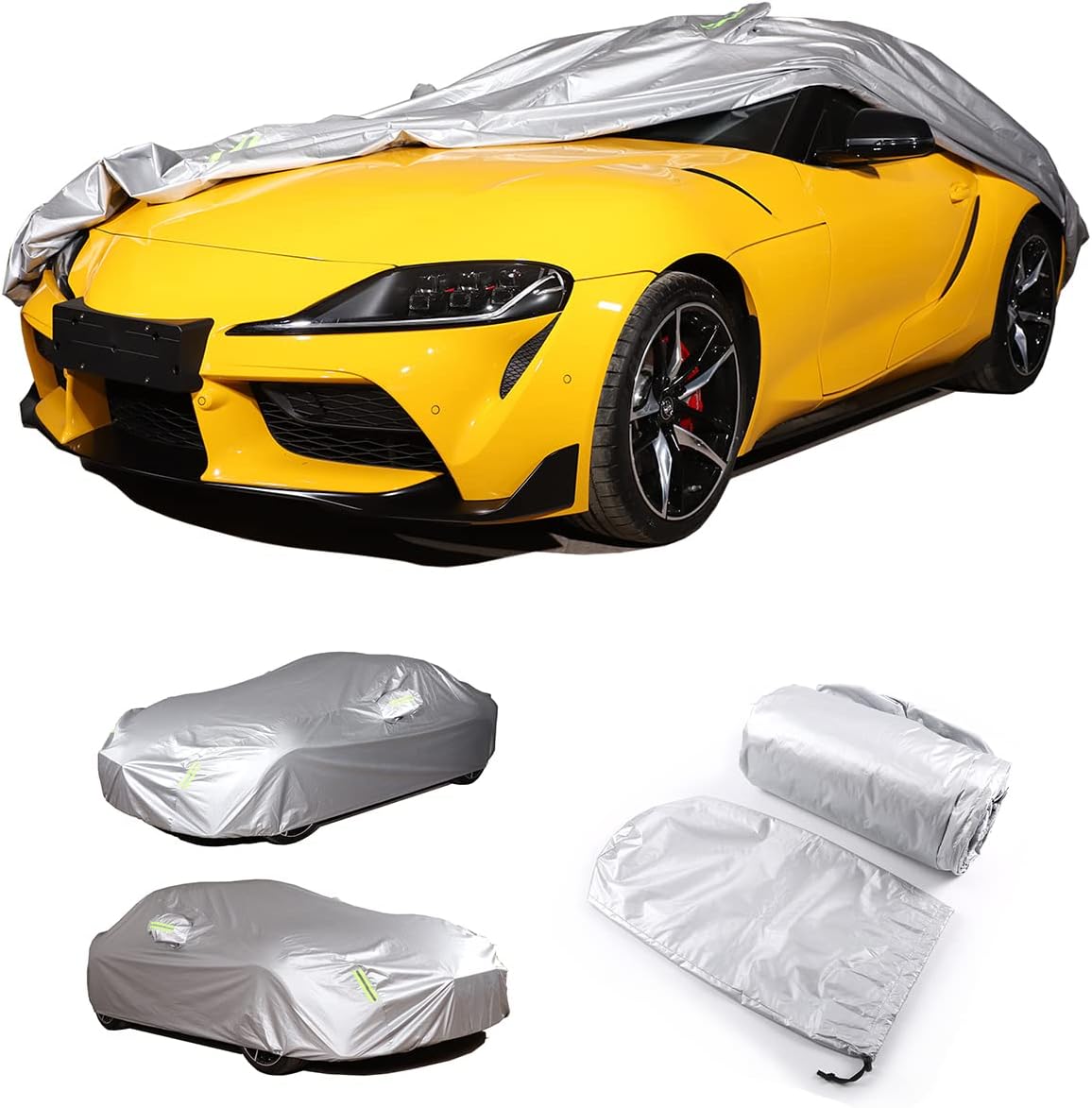 Custom-Fit All Weather Waterproof Automobiles Cover for Supra GR A90 A91 MK5 2019-2025+ Indoor Outdoor Snow Rain Dust Hail Protection Full Auto Vehicle Can Long-Term Use Exterior Car Cover (Silver)