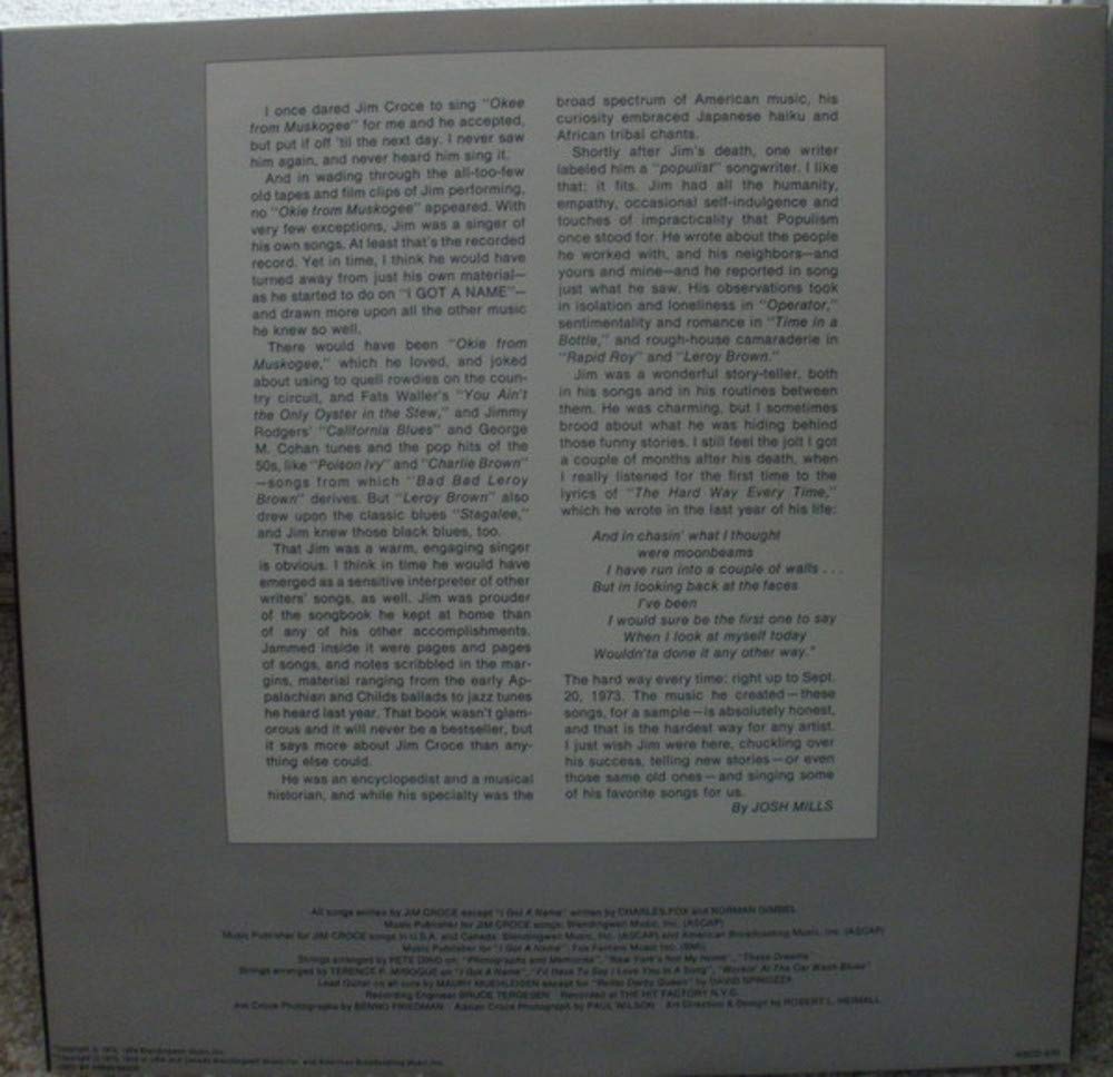 Jim Croce: Photographs & Memories His Greatest Hits