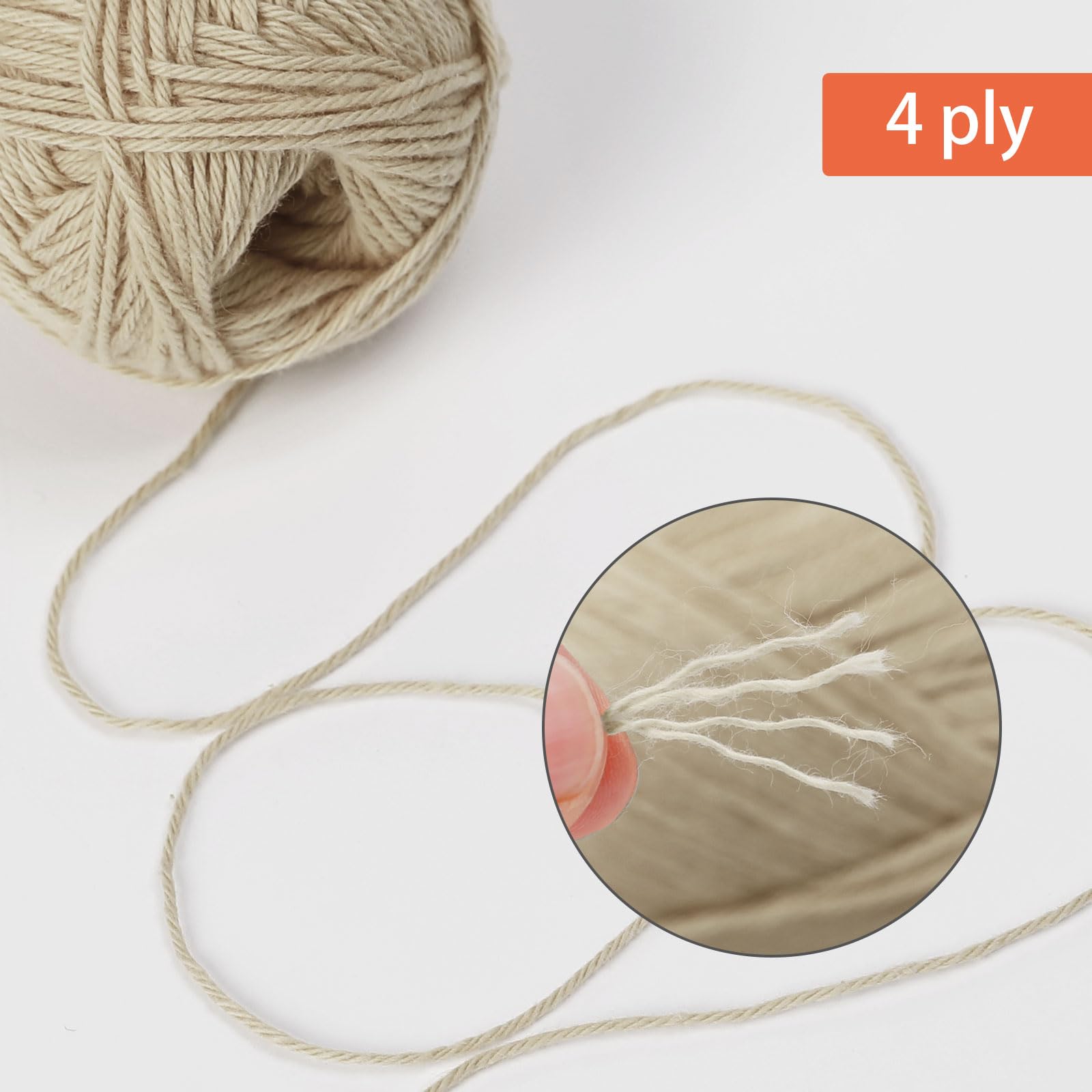 Pretty Jolly 4 Skeins Soft Baby Yarn, 100% Cotton, Crochet & Knitting, 4 Ply, Fingering Weight - Image 3