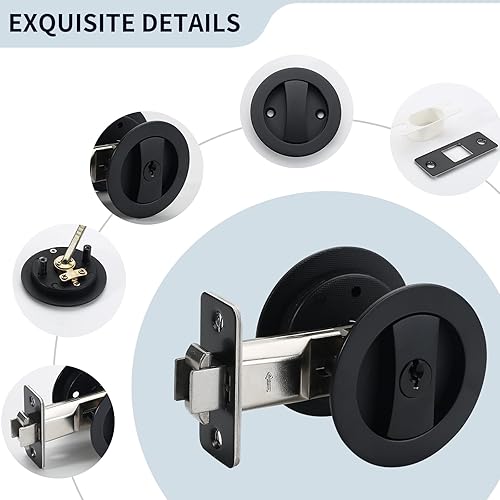 Miniatura 5 de Asidrama ZR15163Z Cerradura de puerta de bolsillo cuadrado, Mate negro