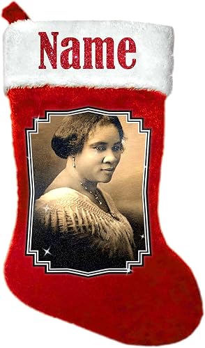 Zukelox Madam C. J. Walker - Calcetín de Navidad con purpurina personalizada