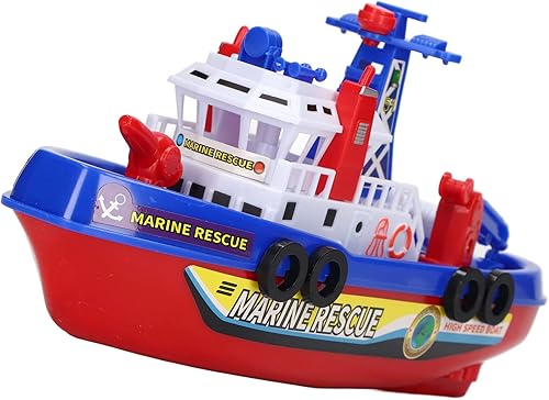 Miniatura 9 de LBEC Juguete de barco de bomberos, juguete de barco de baño para niños, sin rociadores de agua, detalles realistas para niños para niñas