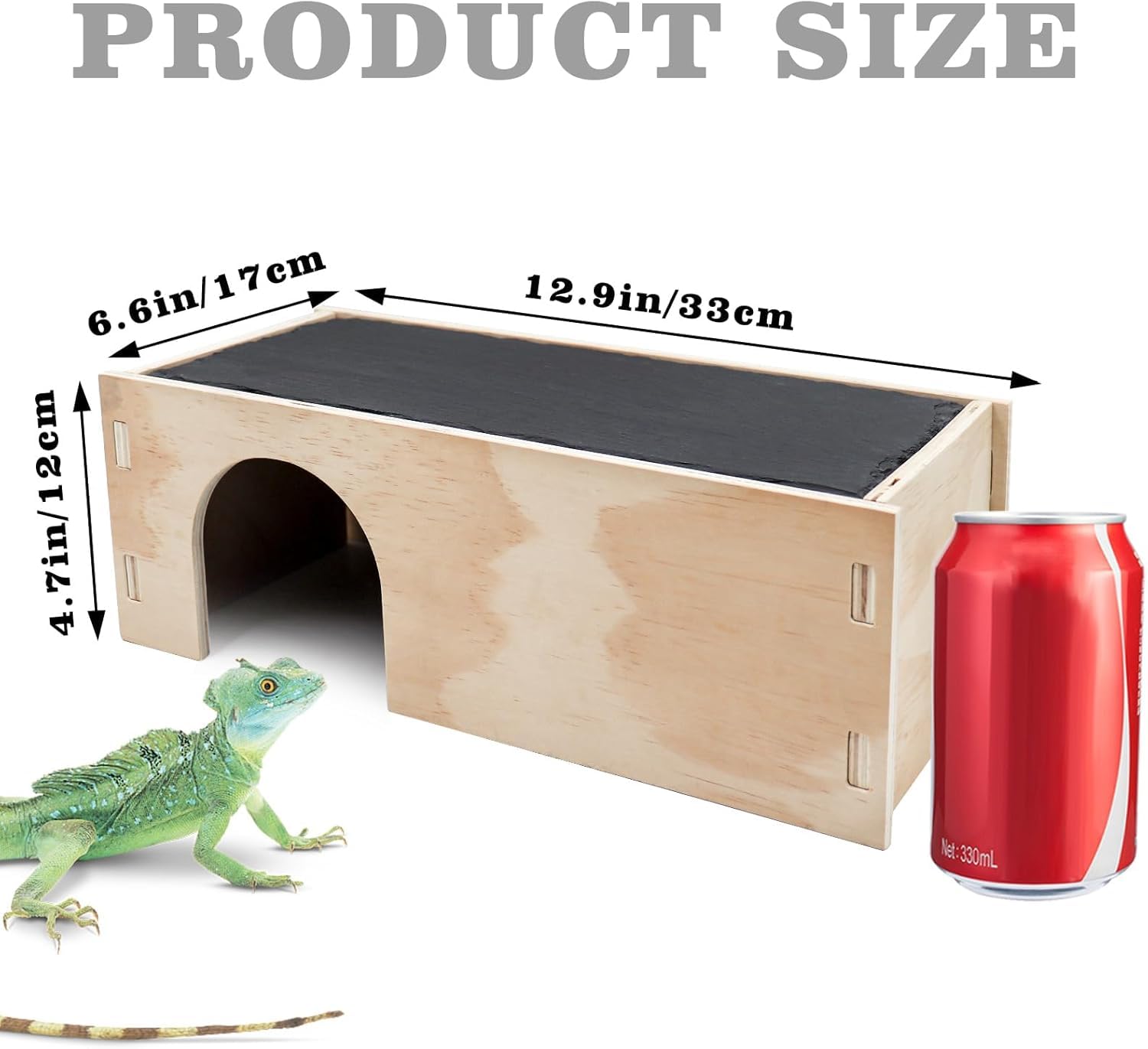 2-in-1 Bartagamen-Sonnenterrasse mit Versteck, Schiefersteine für Reptilien mit Basis, Verstecke und Höhlen für Leopardgeckos, Terrarien-Zubehör für Bartagamen, Geckos, Ball-Pythons, Schildkröten