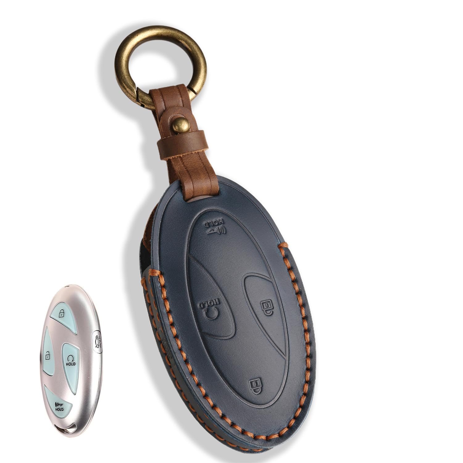 MILD EAST Leather Key Fob Cover for 2023 2024 2025 Hyundai Ioniq 6 Grandeur GN7, Soft Smart Remote Key fits for 2024 2025 Sonata Elantra Kona Santa Fe