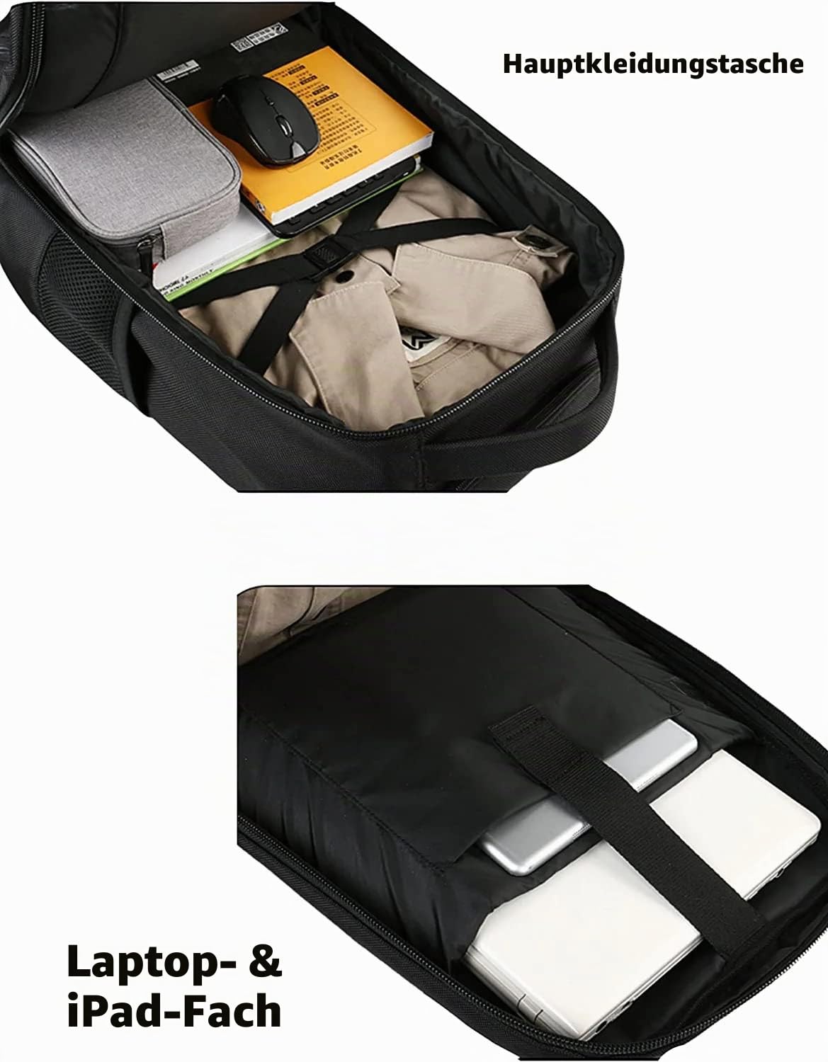 MATEIN Trolley Handgepäck Rucksack, Business Trolley Koffer Groß, Rucksack Mit Rollen 18 Zoll Reisetasch, Pilotenkoffer Reiserucksack für Flugzeug Arbeit Reisen, Schwarz
