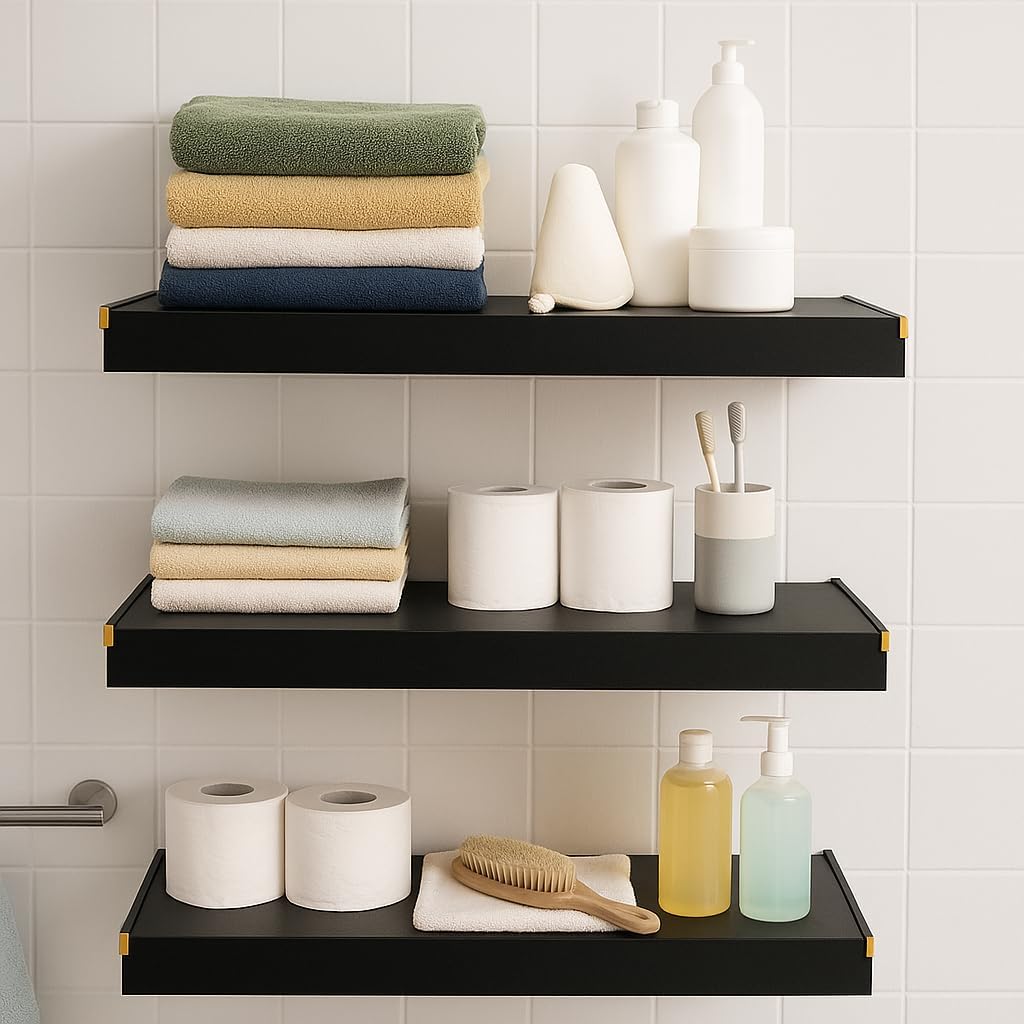 4 Pack Foamed PVC Wooden Wire Shelf Covers for Closet and Pantry, Wood Wire Rack Cover for Removable Closet Decoration (Black & 4 Pack, 24 x 12 inch)