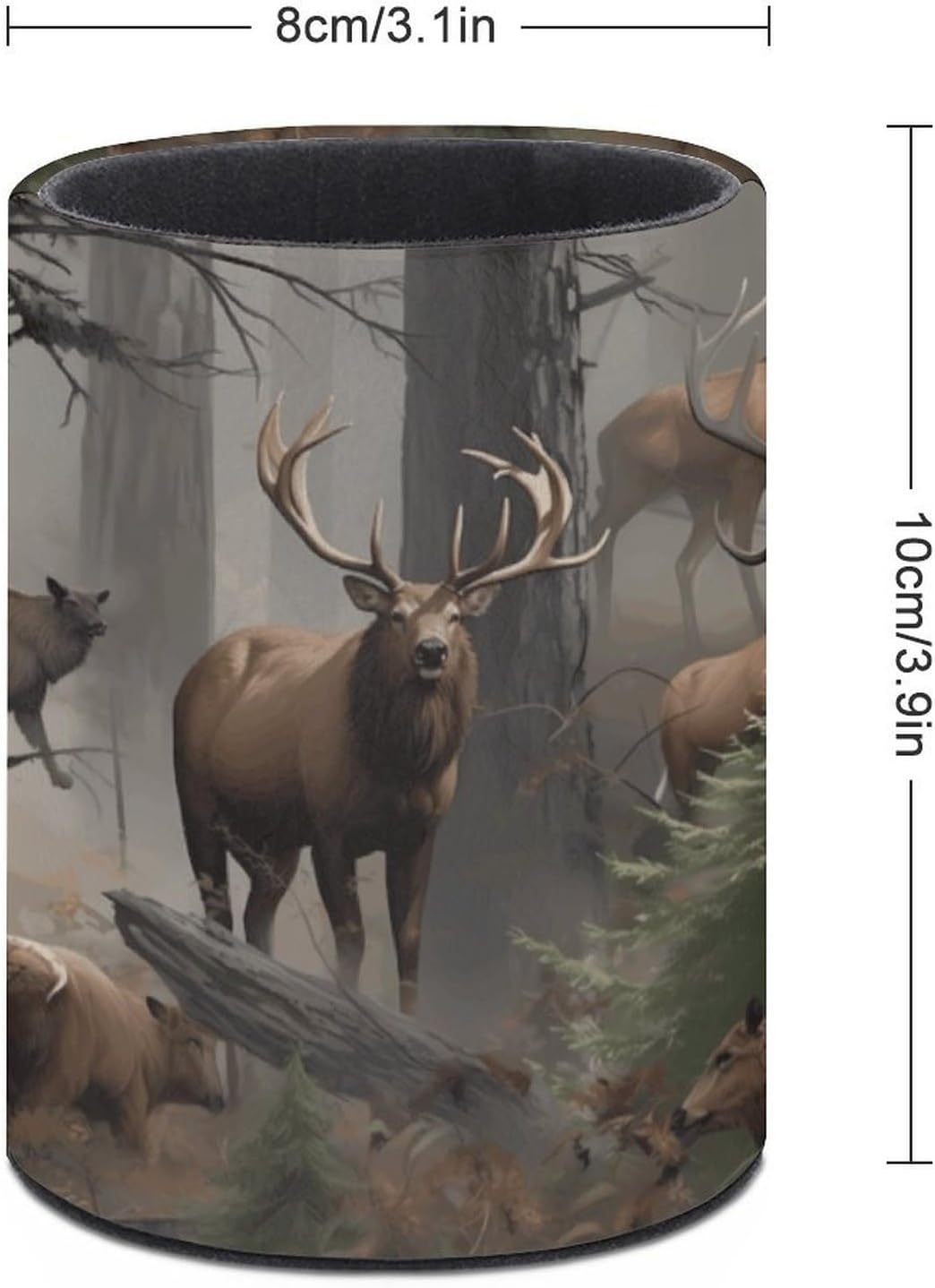 Office Hunting Deer Bear Elk Desk Organizer Pen Holder Round image 2