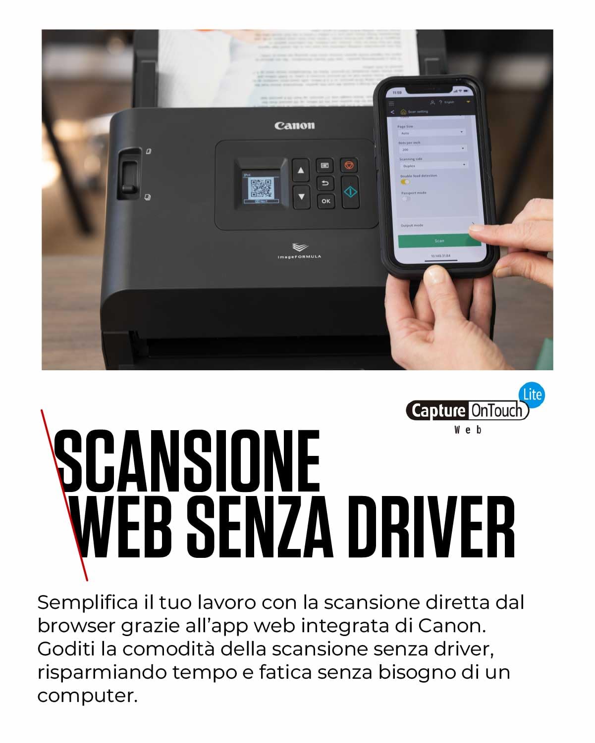 Canon imageFORMULA DR-S250N Scanner Documenti LAN Gigabit USB 3.2 Alimentatore 60 Fogli 50 Pagine/min CaptureOnTouch