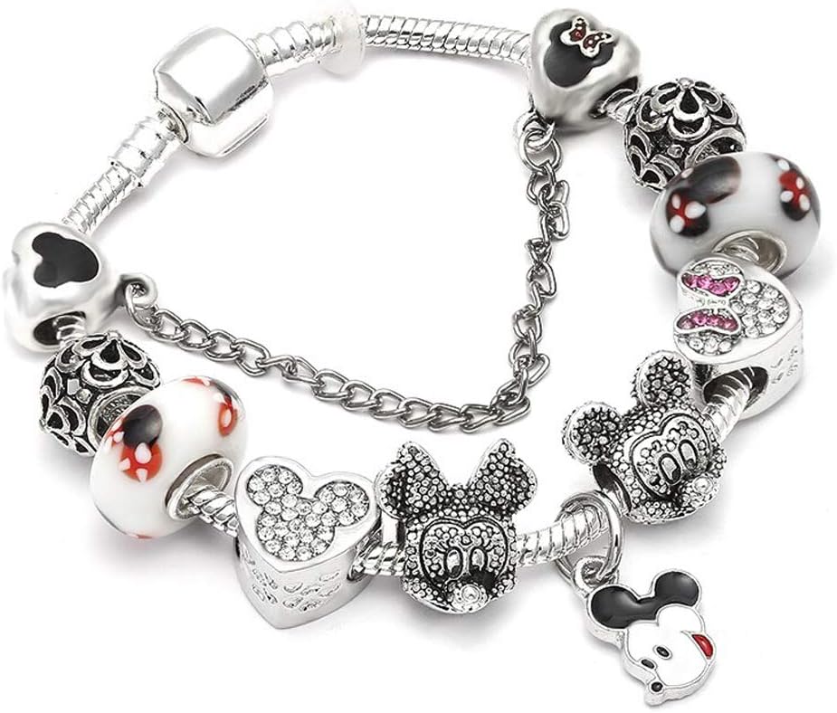 MIADEAL Cartoon Mouse Theme Silver Charms Bracelet