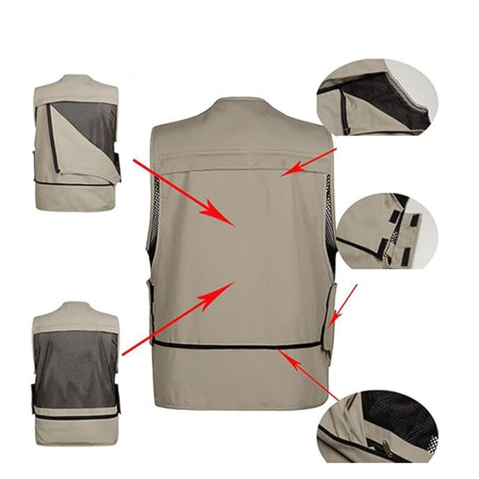 CLSQLXYJZC Gilet Da Pesca Multiuso Da Uomo, Gilet Senza Maniche In Rete Traspirante Casual Estivo Per Fotografia All'aperto Viaggi Lavoro, Giacca Multitasche Casual Senza Maniche Campeggio