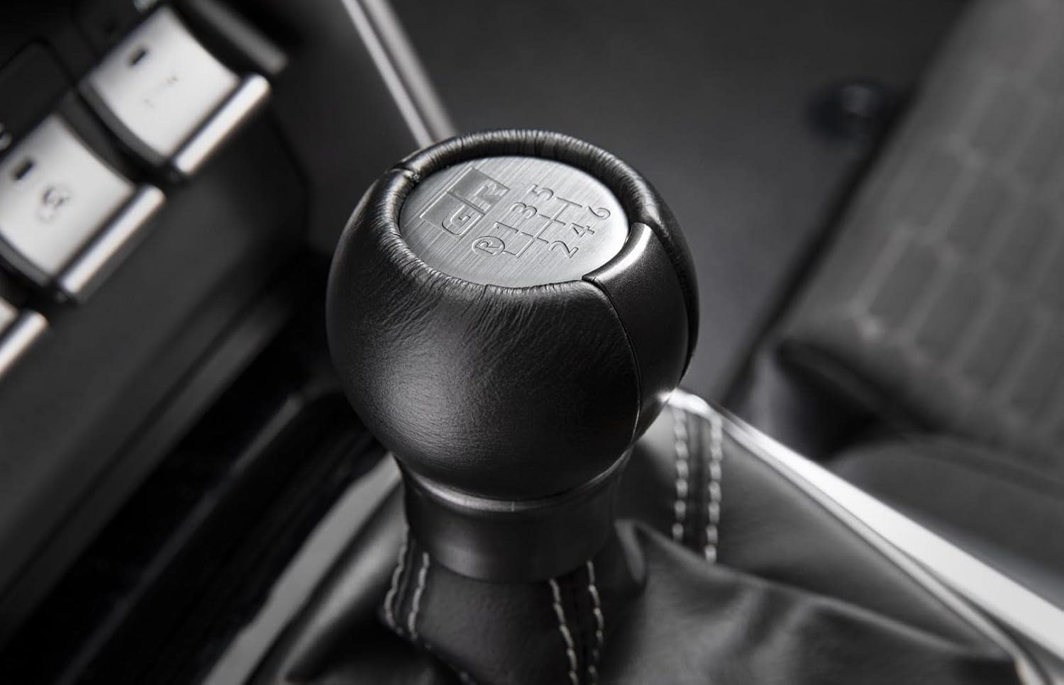 Toyota GR 86 Genuine Leather Manual Shift Knob - Brushed Black Stainless Steel PTR57-18220