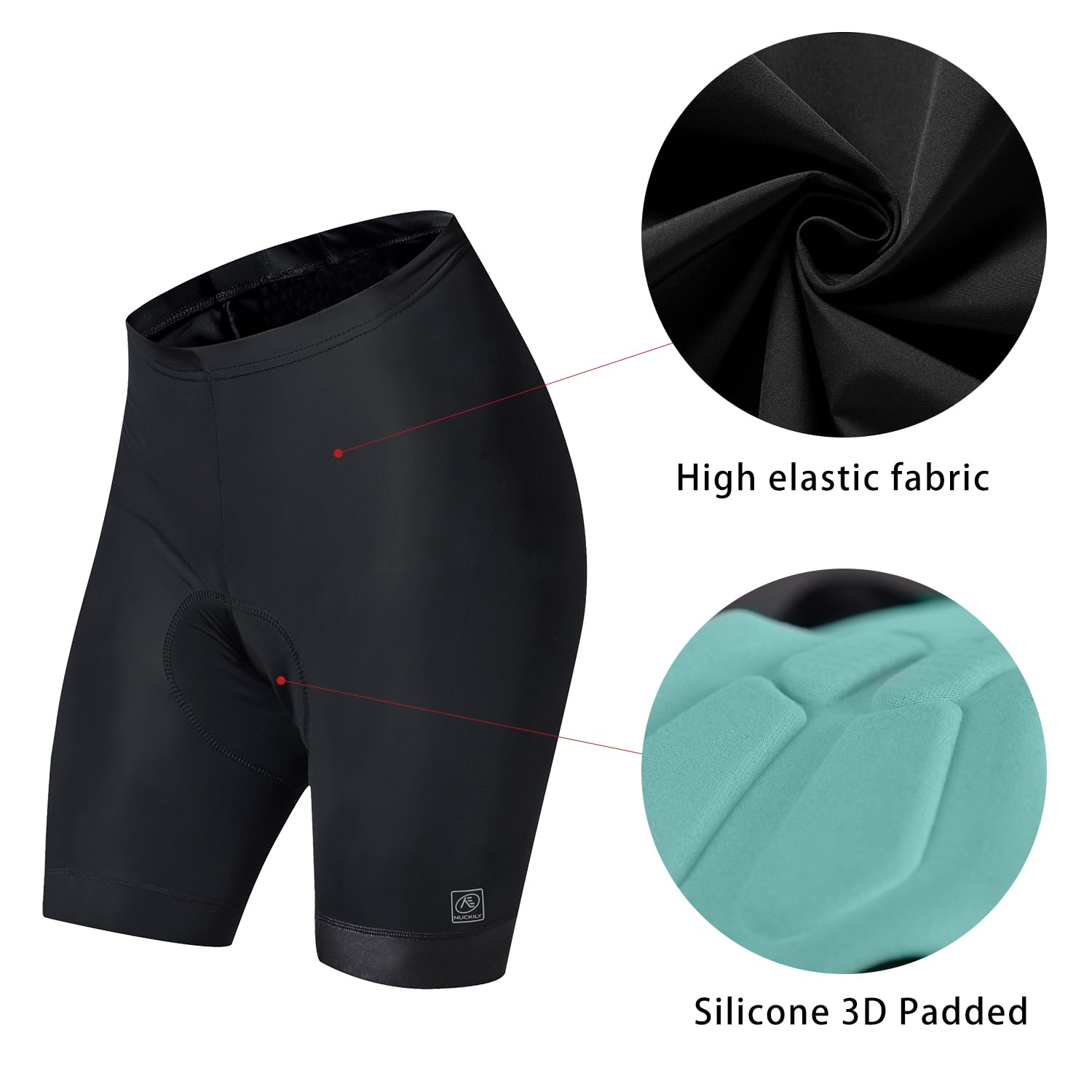 NUCKILY Women's 4D Padded Bike Shorts Cycling Shorts with Padding Mountain Biking Shorts Bicycle Riding Biker Pants, Black-XS