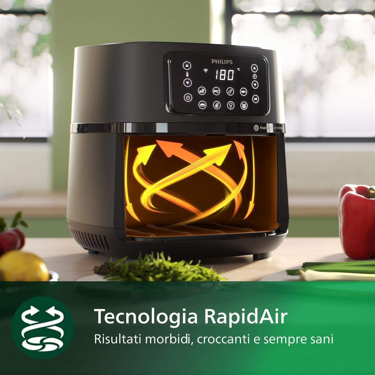 Philips Serie 5000 Airfryer XXL Connessa – 16 Funzioni di Cottura, Fino al 90% di Grassi in Meno, Compatibile con App e Alexa, Capacità 7.2L, Facile da Pulire, Ricette Salutari (HD9285/90)