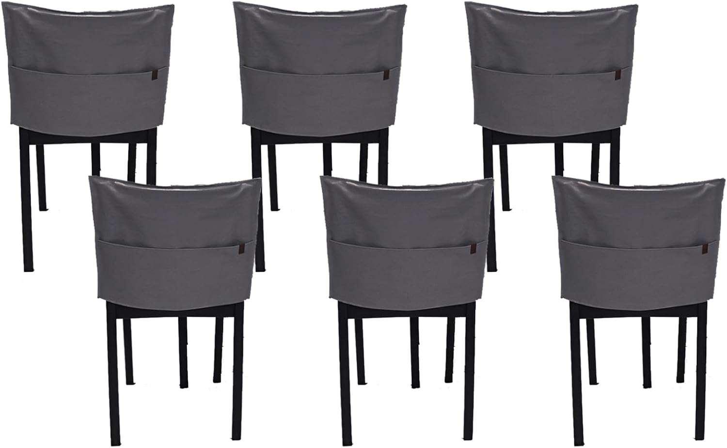 Muka Dining Chair Covers Set of 6, Living Room Chair Slipcovers 6 Pack-Dark Grey-L