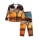 JEKYDOSD Africa Giraffe Majestic Tree Print Women'S Long-Sleeved Pajama Set