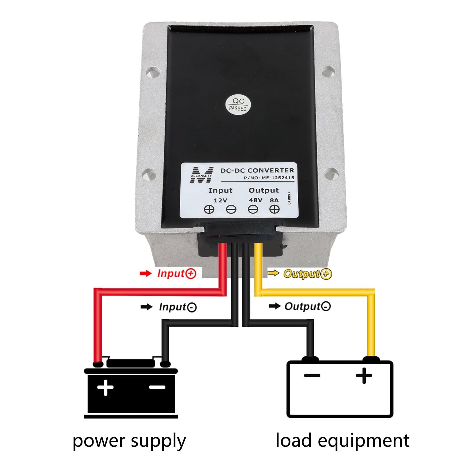 TOP-VIGOR Convertidor de voltaje CC/CC 12 V a 48 V 8 A 384 W, convertidor escalonado, convertidor de impulso impermeable IP68 transformador regulador