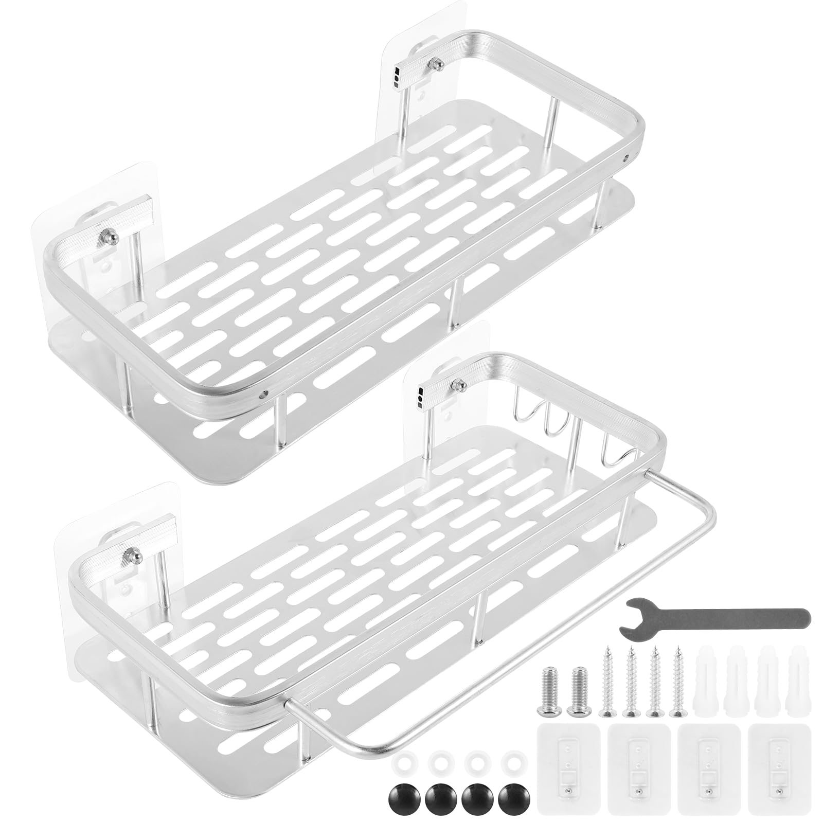 MABCIRY 2 PCS Shower Caddy No Drill Shower Organizer Rustproof Shower Shelf for Bathroom Multifunctional Hollowed Shower Caddy