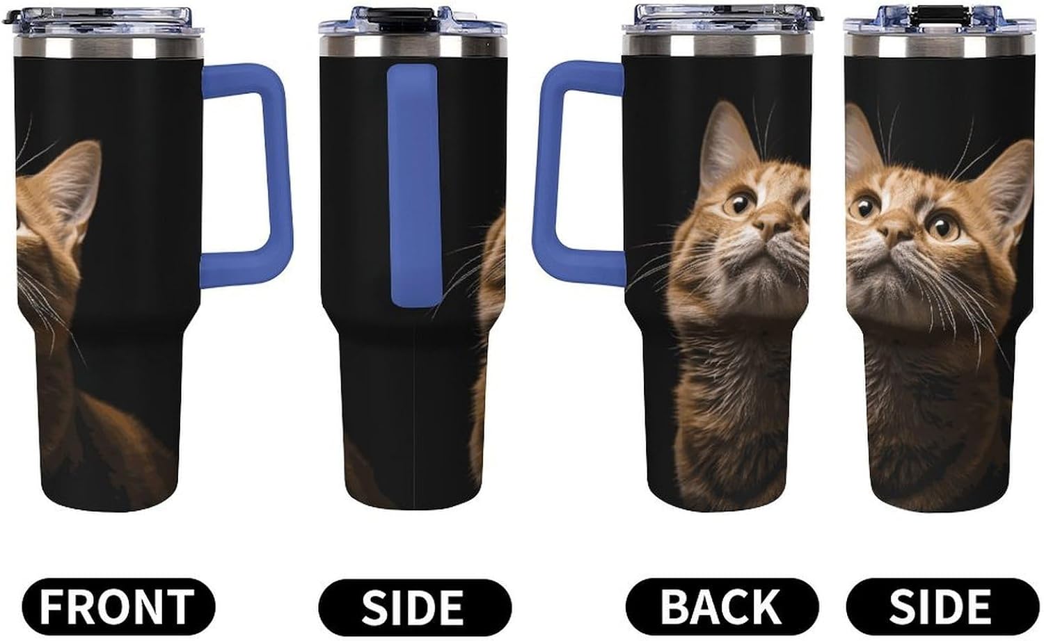 Cat Looks Up Tumbler 40 Oz with Handle&Lid Large Car Cup Stainless Steel Vacuum Travel Mug Insulated Water Bottle Leak-proof Portable Coffee Cup for Home Car Outdoor