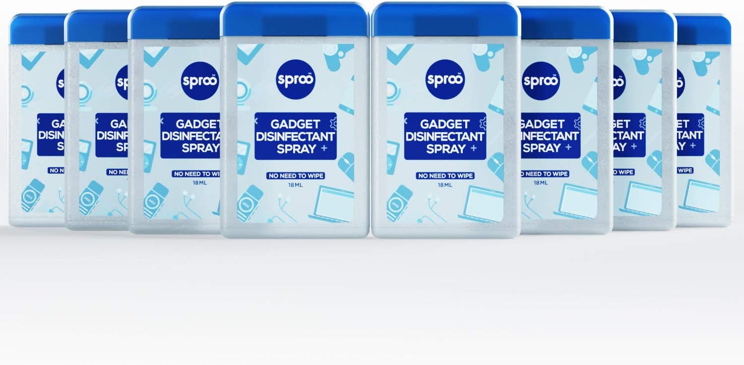 sproo Gadget 18 ml Disinfectant Sanitizer Spray for Multi-Surfaces, Alcohol Based - Kills 99.9% Germs, Sanitizes Areas (Pack of 8)