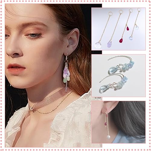 Miniatura 5 de NBEADS 48 dijes de piedra natal de 12 colores, colgantes de cristal transparente con forma de lágrima, dijes de cristal con anillos abiertos de