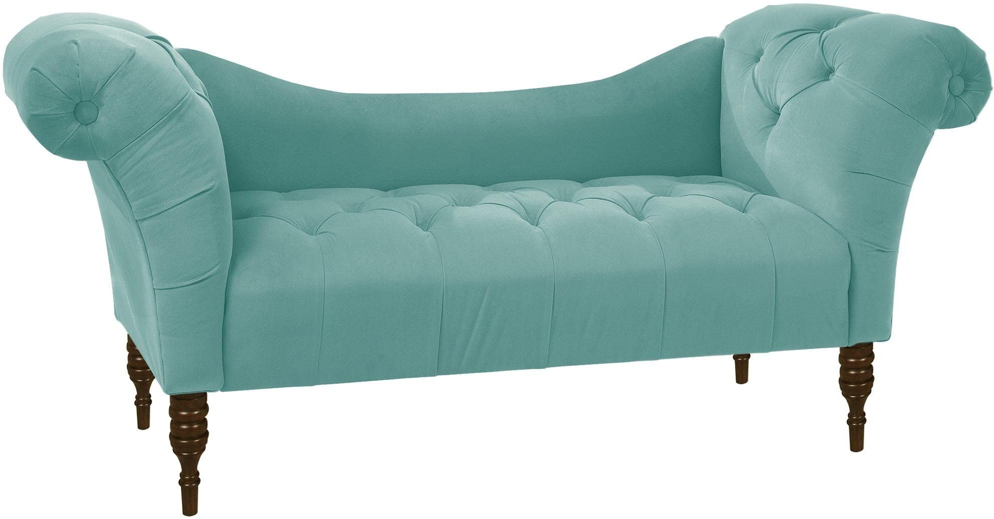 SHINE WOOD ART Button Tufted Chaise Settee Sofa (HOLANDGREEN)