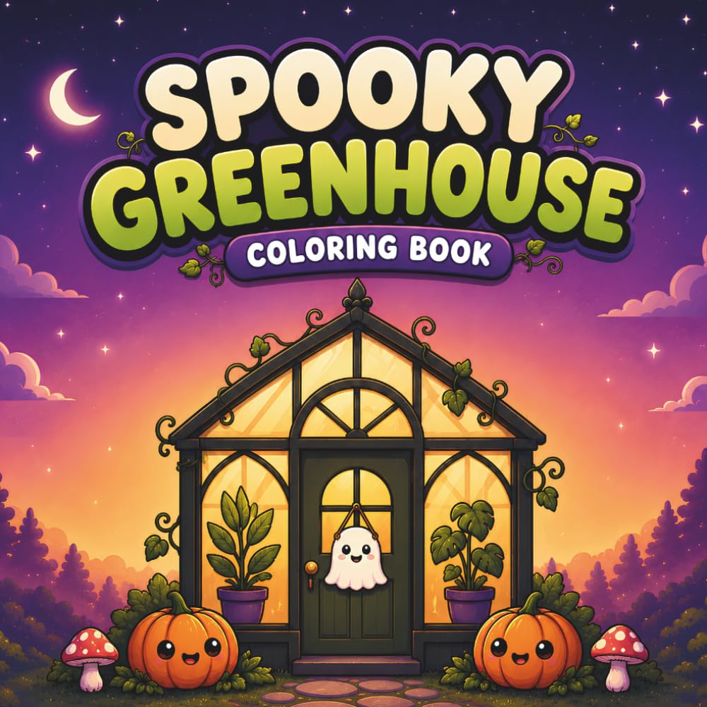 Spooky Greenhouse Coloring Book: 51 Bold and Easy Botanical Scenes with Friendly Ghosts, Magical Plants, Cozy Conservatories, and Witchy Garden Rooms for Adults and Teens