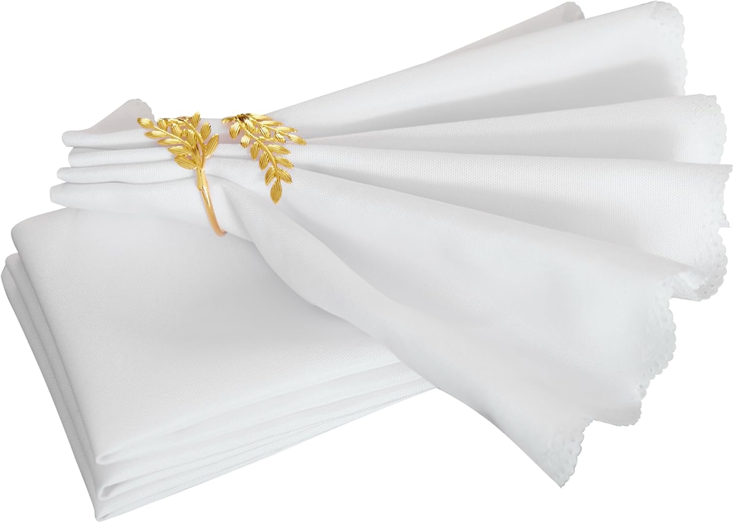 Servilletas de Tela Cuadradas 45.7 cm x 45.7 cm, Juego de 4, Poliéster Blanco