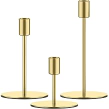 smtyle Gold Taper Candlestick Holders, Set of 3 for Table Decor