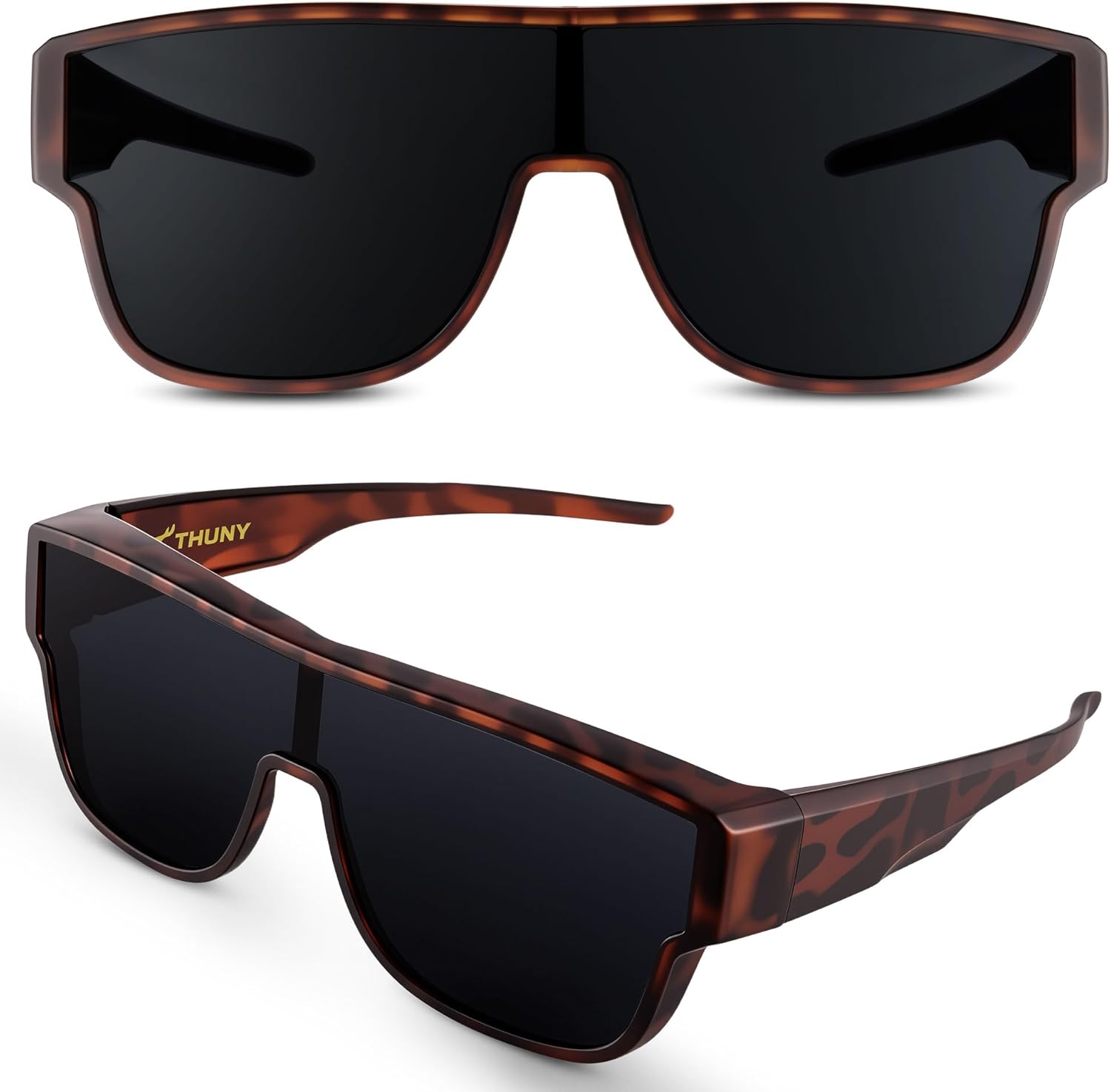 THUNY Polarized Fit Over Glasses Sunglasses for Men Women,Wrap Around Sunglasses Over Glasses Anti glare for Driving Cycling