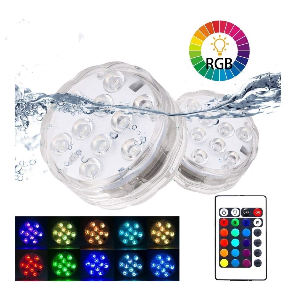 Luce per Acquario 10/13 RGB Luce a LED sommergibile con Acquario telecomandato Serbatoio di Pesce per Stagno subacqueo Vaso per Fontana Lampada per Feste in Giardino