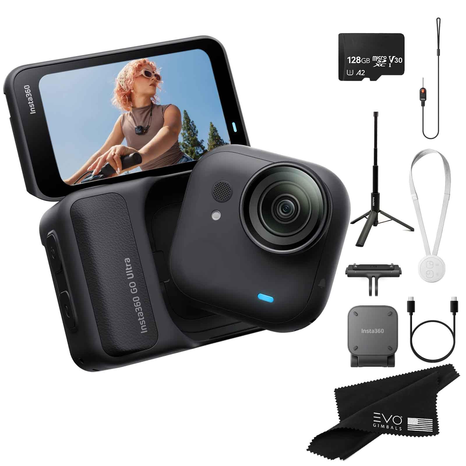 Insta360 GO Ultra Standard Bundle Midnight Black- Tiny Mighty Hands-Free 4K Cam, Lightweight, Low Light Excellence| Bundle Includes 2 in 1 Tripod Selfie Stick, Quick Release Mount, 128GB Card-image-21