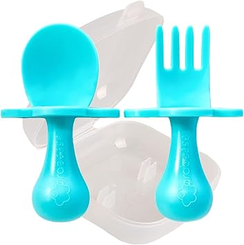 Grabease Self-Feeding Baby Cutlery Set, Teal