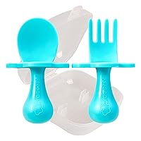 Vista 14 de Grabease Juego de utensilios de alimentación para bebés, tenedor y cuchara para bebés de 1 a 11 meses, cubiertos sin BPA y ftalatos, plástico, 1