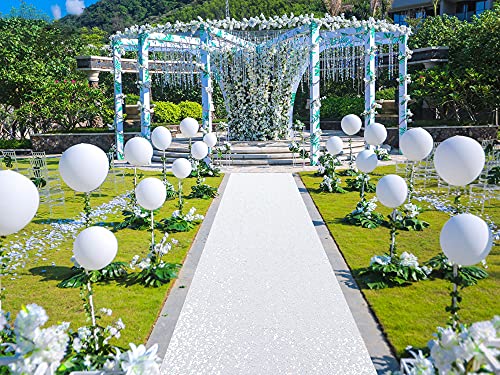 ShinyBeauty White Sequin Sparkle Wedding Aisle Runner 3FTx15FT Elegant Bridal Carpet for Indoor & Outdoor Ceremonies, Reusable Decor by ShinyBeauty - Used condition - US$29.14