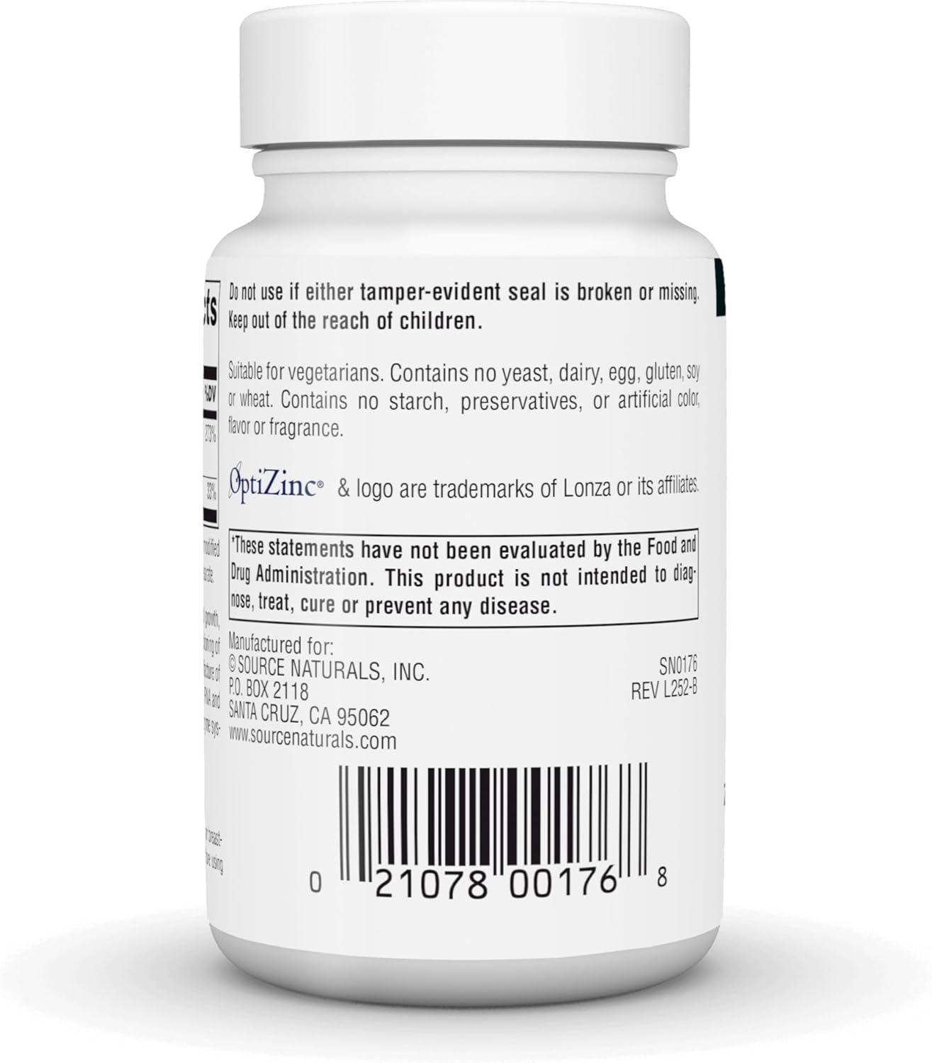 Source Naturals OptiZinc, Zinc Methionine Sulfate Complex - Dietary Supplement - 240 Tablets