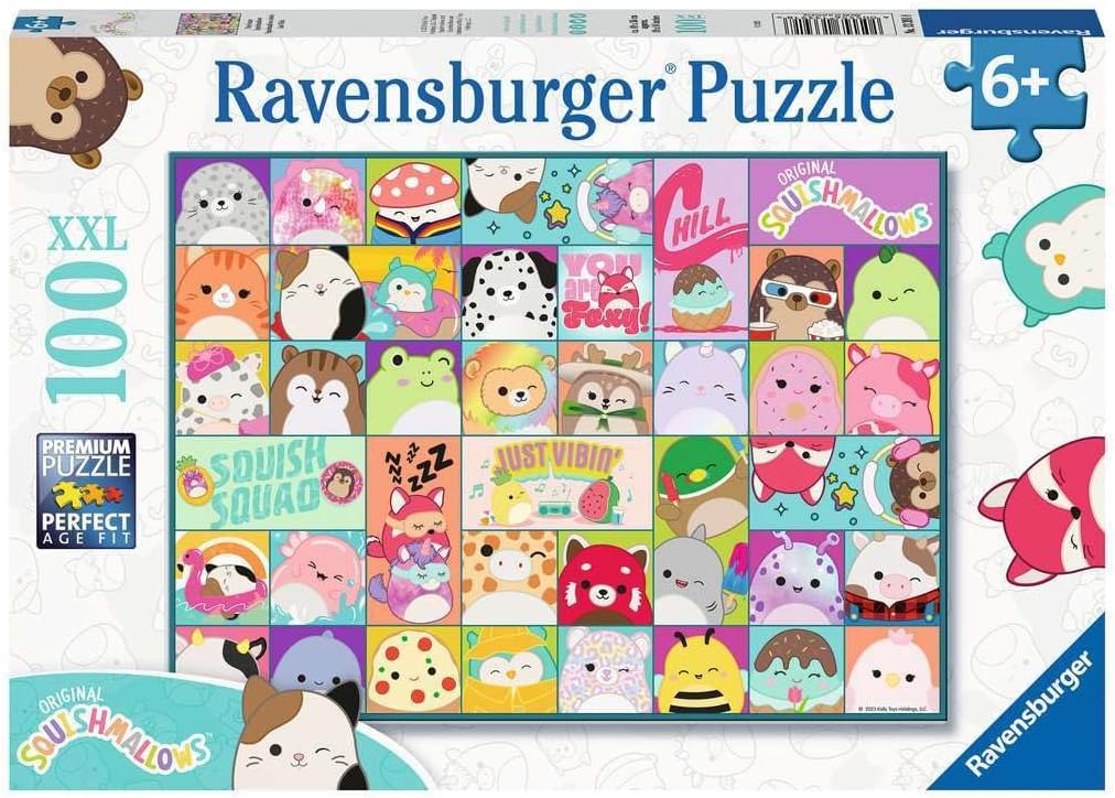 Ravensburger - Squishmallows - 100 Piece XXL Jigsaw Puzzle - Cute and Bright Character Collage - Larger Pieces for Easy Handling - Premium Quality - Ideal Gift - Screen‑Free Fun - Children Age 6+