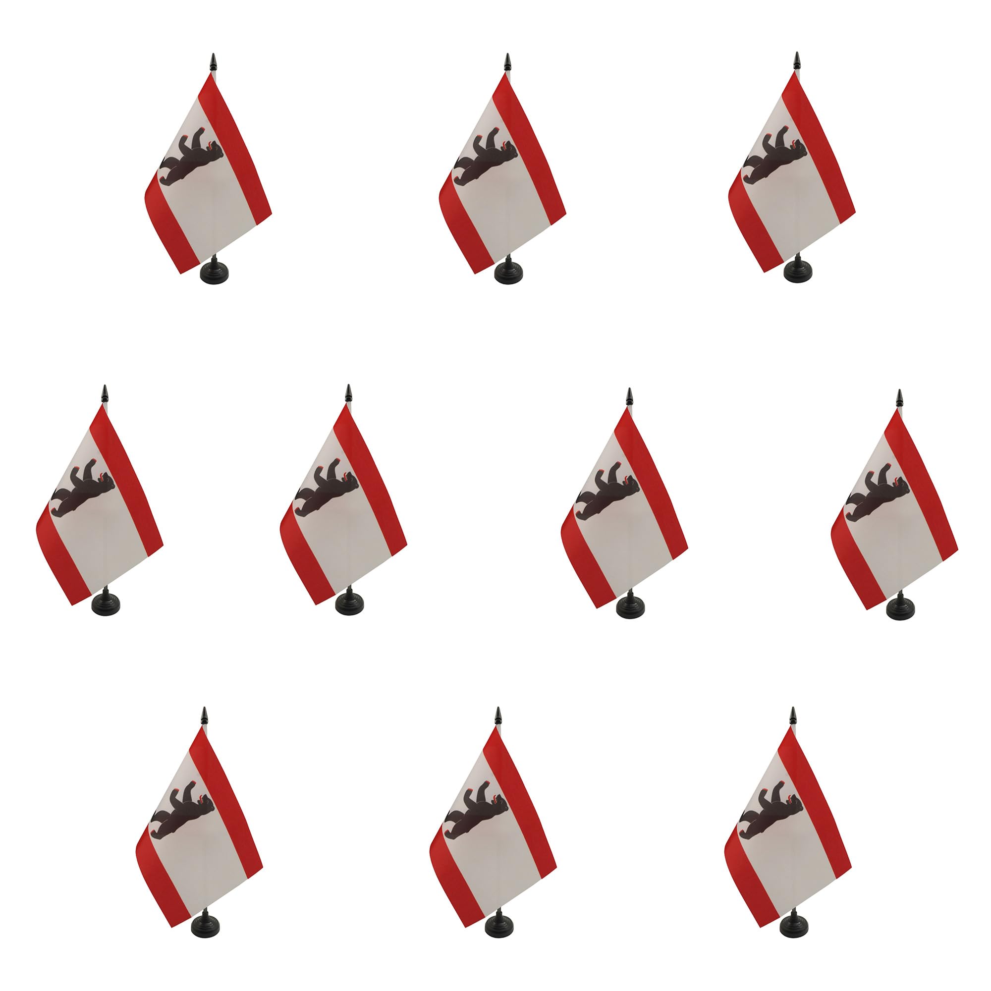 AZ FLAG - Set of 10 Berlin Table Flag 5'' x 8'' - 10 Small German region of Berlin Office Flags 100% Polyester 21 x 14 cm - Mini Desk Flag with 10'' Pole and Black Plastic Base