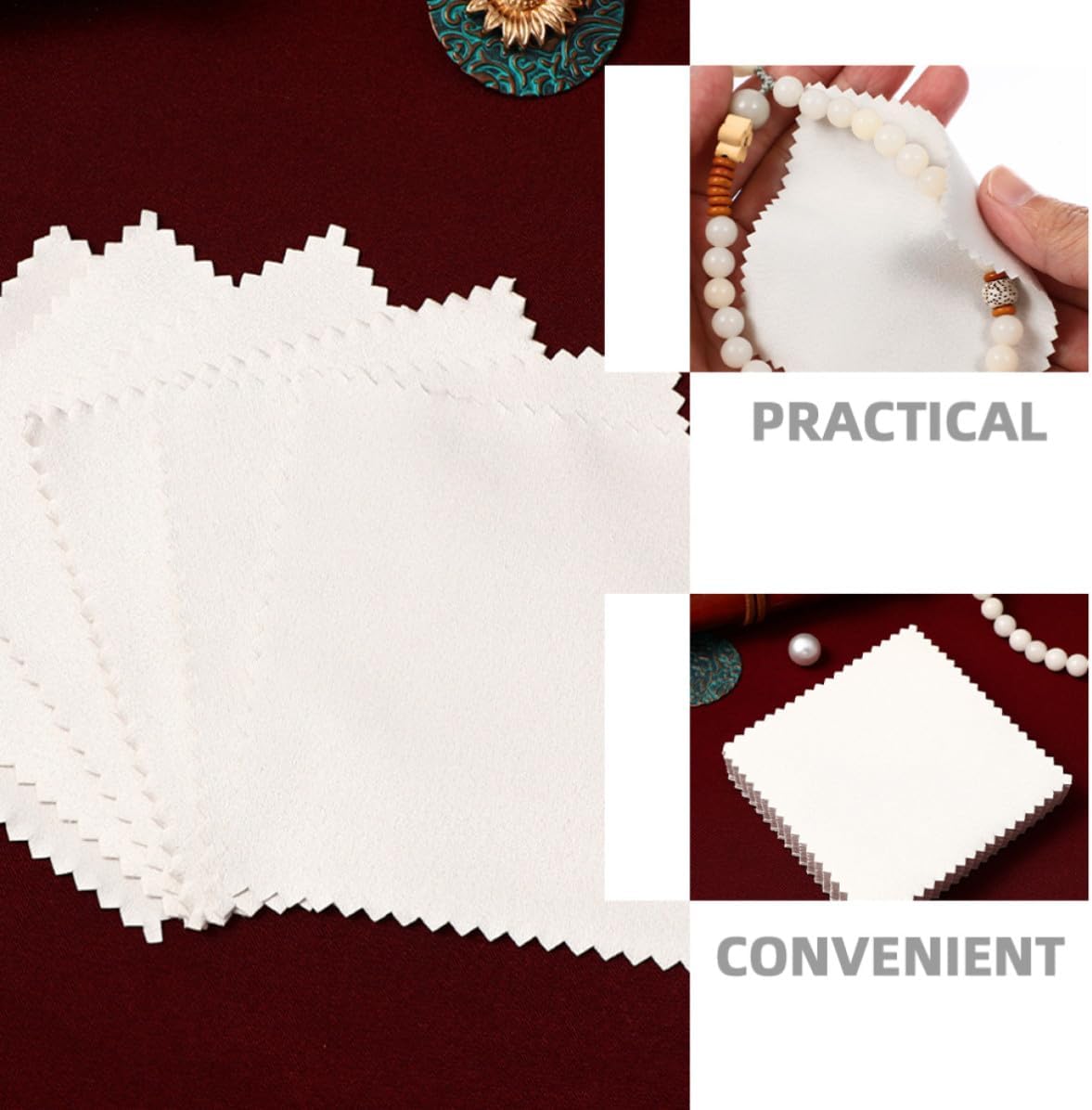 50pcs Suede Jewelry Cleaning Cloths 8x8cm for Polishing