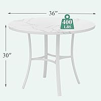 Vista 2 de VECELO Mesa de comedor redonda de 36 pulgadas para 4, comedor de mármol sintético con marco de metal para cocina, apartamento, hogar, ahorro