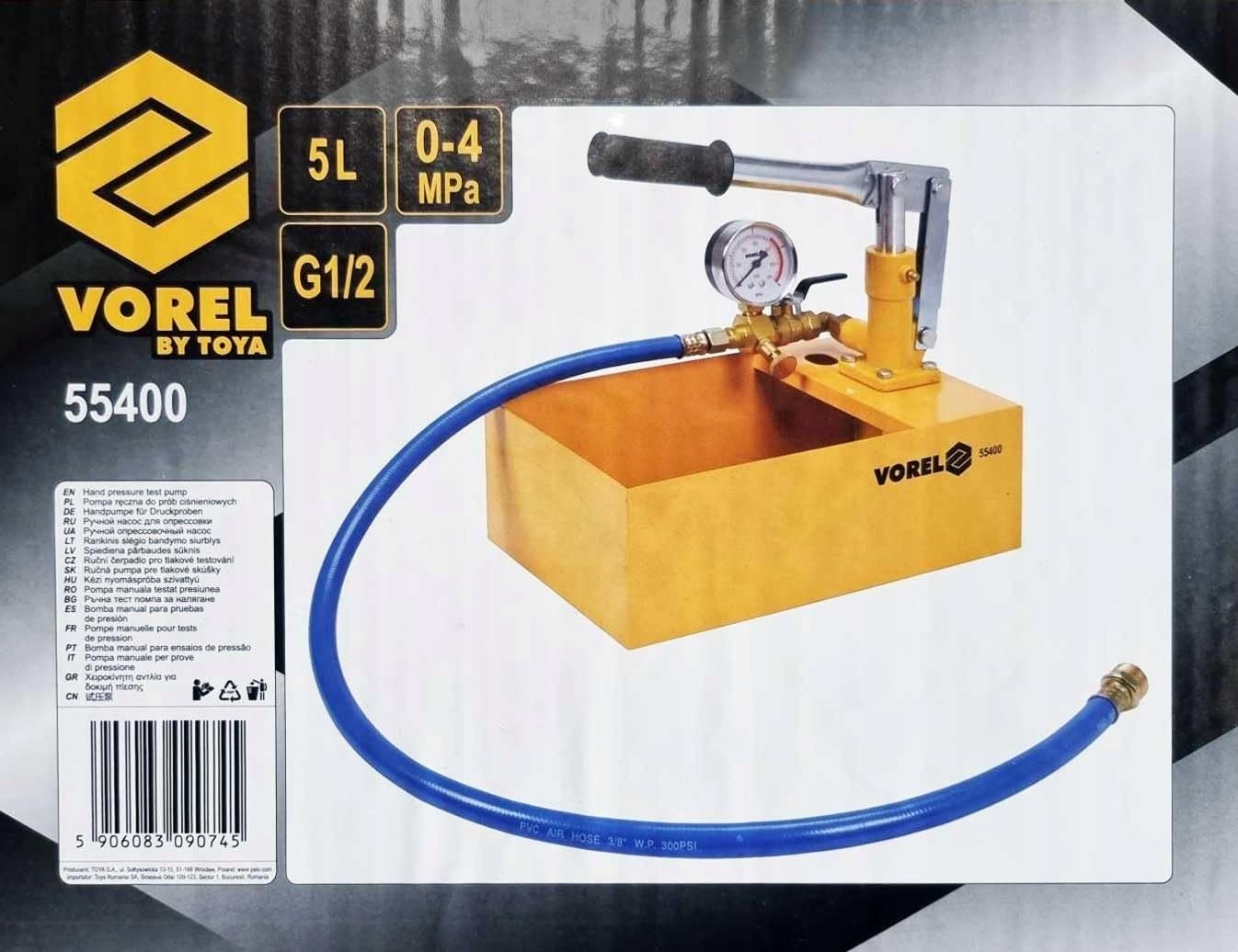 Vorel Prüfpumpe 40 Bar - 5 Liter - manuell