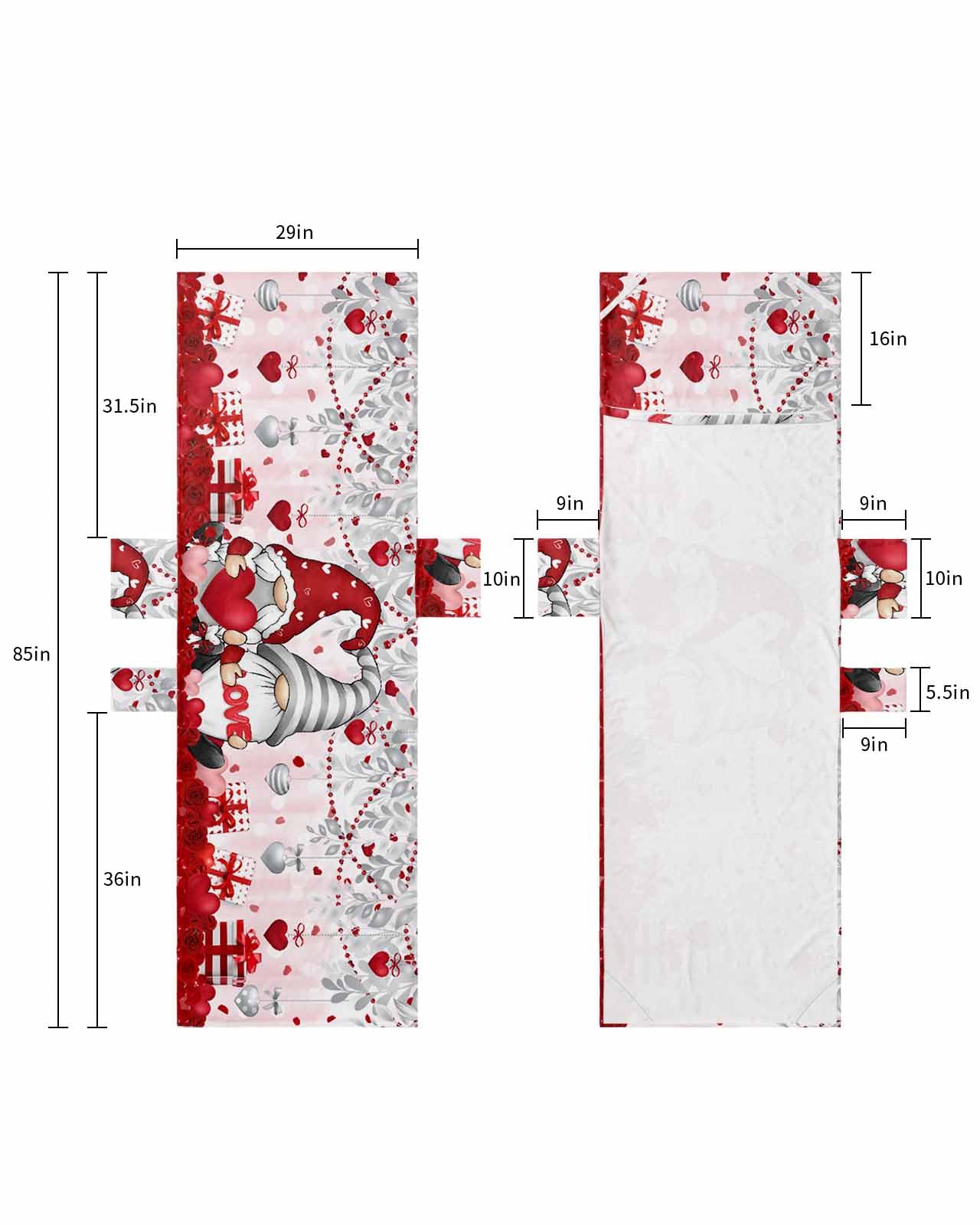Gnomes Valentines Day Beach Lounge Chair Towel Cover, Soft Chaise Lounge Towel with Side Pockets Patio Pool Chairs Cover for Beach/Pool Sunbathing 29x85 Red Grey Pink Love Heart Floral